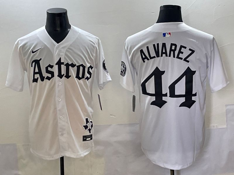 Men 2025 Houston Astros #44 Alvarez White Five generations Joint Name Nike MLB Jersey style 1